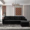 Right sectional sofa with footrest, convertible corner sofa with armrest storage, living room and apartment sectional sofa, right chaise longue(black)