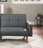 Transitional Look Living Room Sofa Couch Convertible Bed Blue Grey Polyfiber 1pc Tufted Sofa Cushion Wooden Legs