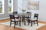 Contemporary 2pc Dining Side Chair Upholstered Seat Ladder Back Dark Frame Gray Fabric Upholstery Dining Room Furniture