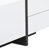 ON-TREND White & Black Contemporary Rectangle Design TV Stand, Unique Style TV Console Table for TVs Up to 8'', Modern TV Cabinet with High Gloss UV S