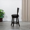 24" Counter Height Slat Back Swivel Stool, Espresso Finish, Charcoal Fabric Seat