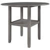 TOPMAX Farmhouse Round Counter Height Kitchen Dining Table with Drop Leaf and One Shelf for Small Places, Gray