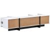 ON-TREND White & Black Contemporary Rectangle Design TV Stand, Unique Style TV Console Table for TVs Up to 8'', Modern TV Cabinet with High Gloss UV S