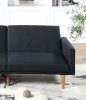 Modern Electric Look 1pc Convertible Sofa Couch Black Linen Like Fabric Cushion Clean Lines Wooden Legs Living Room