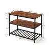 Kitchen Island with 3 Shelves, 47.2 Inches Kitchen Shelf with Large Worktop, Stable Steel Structure, Industrial, Easy to Assemble, Rustic Brown and Bl