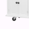 Kitchen Island Cart with Two Storage Cabinets and Two Locking Wheels, 43.31 Inch Width, 4 Door Cabinet and Two Drawers, Spice Rack, Towel Rack (White)