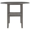 TOPMAX Farmhouse Round Counter Height Kitchen Dining Table with Drop Leaf and One Shelf for Small Places, Gray