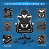 YSSOA Racing Video Backrest and Seat Height Recliner Gaming Office High Back Computer Ergonomic Adjustable Swivel Chair, Without footrest, Black/White