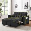 Modern Velvet Loveseat Futon Sofa Couch w/Pullout Bed,Small Love Seat Lounge Sofa w/Reclining Backrest,Toss Pillows, Pockets,Furniture for Living Room