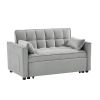 Modern Velvet Loveseat Futon Sofa Couch Pullout Bed, Small Love Seat Lounge Sofa w/Reclining Backrest, Toss Pillows, Pockets, Furniture for Living Roo