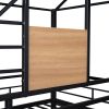 Twin Over Twin Metal Bunk Bed ,Metal Housebed With Slide,Three Colors Available.(Black with Black Slide)(OLD SKU :LP000095AAB)