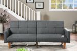 Transitional Look Living Room Sofa Couch Convertible Bed Blue Grey Polyfiber 1pc Tufted Sofa Cushion Wooden Legs