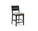 Contemporary 2pc Counter Height Dining Side Chair Upholstered Seat Ladder Back Dark Frame Gray Fabric Upholstery Dining Room Furniture