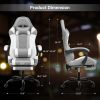 YSSOA Racing Video Backrest and Seat Height Recliner Gaming Office High Back Computer Ergonomic Adjustable Swivel Chair, With footrest, Grey/White