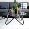 Round Coffee Table for Living Room, 31.5-inch Modern Sofa Side End Table with Tempered Glass Top & Metal Legs, Accent Cocktail Tea Table, 31.5 x 31.5