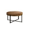 33.86"Modern Retro Splicing Round Coffee Table, Fir Wood Table Top with Black Cross Legs Base(Same SKU:W757127347)