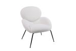 Modern Sherpa Chairs Accent Armchairs for Living Dining Room, Upholstered Chairs with Black Metal Legs, Comfy and Soft Chairs for Bedroom, Cute Vanity