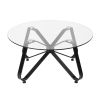 Round Coffee Table for Living Room, 31.5-inch Modern Sofa Side End Table with Tempered Glass Top & Metal Legs, Accent Cocktail Tea Table, 31.5 x 31.5