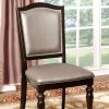 Transitional Set of 2 Side Chairs Dark Walnut Pewter Solid wood Chair Padded Leatherette Upholstered Seat Turned Legs Kitchen Dining Room Furniture