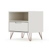 Manhattan Comfort Rockefeller 1.0 Mid-Century- Modern Nightstand with 1-Drawer in Off White