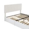 Full Size Upholstery Platform Bed with Four Drawers on Two Sides, Adjustable Headboard, Beige(Old SKU: WF291773AAA)