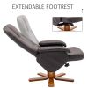 Recliner Chair with Ottoman, Swivel Recliner Chair with Wood Base for Livingroom, Bedroom, Faux Leather Beige,Brown