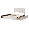 Queen Size Upholstery Platform Bed with Four Drawers on Two Sides, Adjustable Headboard, Beige(Old SKU: WF291774AAA)