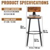 VEVOR Rustic Bar Stools Counter Height Round Bar Chairs with Backrest 29" 2 Set