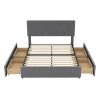 Full Size Upholstery Platform Bed with Four Drawers on Two Sides, Adjustable Headboard, Grey(Old SKU: WF291773EAA)