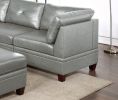 Contemporary Genuine Leather 1pc Corner Wedge Grey Color Tufted Seat Living Room Furniture