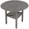 TOPMAX Farmhouse Round Counter Height Kitchen Dining Table with Drop Leaf and One Shelf for Small Places, Gray