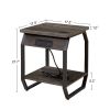 Side Table with Charging Station, Set of 2 End Tables with USB Ports and Sockets, Bedside Tables in Living Room, Bedroom, Dark Grey,17.32'' W x 17.32'