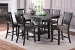 Dark Coffee Classic Wood Kitchen Dining Room Set of 2 High Chairs Fabric upholstered Seat Unique Design Back Counter Height Chairs