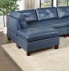 Contemporary Genuine Leather 1pc Corner Wedge Ink Blue Color Tufted Seat Living Room Furniture