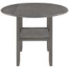 TOPMAX Farmhouse Round Counter Height Kitchen Dining Table with Drop Leaf and One Shelf for Small Places, Gray