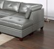 Contemporary Genuine Leather 1pc Corner Wedge Grey Color Tufted Seat Living Room Furniture