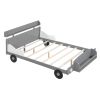 Full Size Car-Shaped Platform Bed,Full Bed with Storage Shelf for Bedroom,Gray