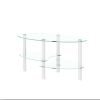 Transparent Oval glass coffee table, modern table with stainless steel leg, tea table 3-layer glass table for living room