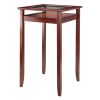 Halo Pub Table with Glass Inset & Shelf; Walnut