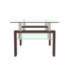 Rectangle Walnut Glass Coffee Table, Clear Coffee Table, Modern Side Center Tables for Living Room, Living Room Furniture