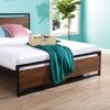 Industrial Platform Full Bed Frame/Mattress Foundation with Rustic Headboard and Footboard, Strong Steel Slat Support, No Box Spring Needed, Noise Fre