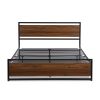 Industrial Platform Full Bed Frame/Mattress Foundation with Rustic Headboard and Footboard, Strong Steel Slat Support, No Box Spring Needed, Noise Fre