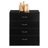 MDF Wood Simple 4-Drawer Dresser Black