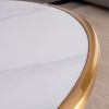 Slate/Sintered stone round coffee table with golden stainless steel frame