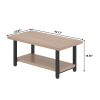 42.13 "double-deck coffee table, particleboard table top+metal table leg material coffee table, can hold items, weighing 200 pounds, brown.