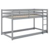 Twin over Twin Floor Bunk Bed with Ladder , Gray(Old SKU:WF281727AAE/WF286602AAE)