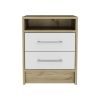 Rowley 2-Drawer 1-Shelf Rectangle Nightstand White and Light Oak