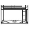 Twin over Twin Metal Bunk Bed, Low Bunk Bed with Ladder, Black(OLD SKU:WF282465AAB)