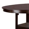 Dining Table Round Counter height Dining Table w Shelve 1pc Table Only Solid wood Dark Rosy Brown FInish