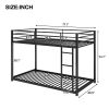 Twin over Twin Metal Bunk Bed, Low Bunk Bed with Ladder, Black(OLD SKU:WF282465AAB)